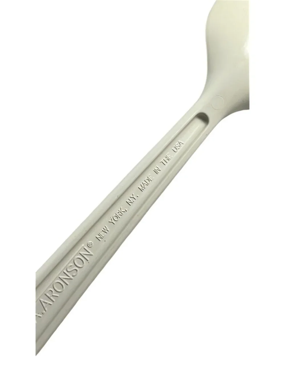 Vintage A Aronson White Nylon Slotted Serving Spoon 11.75